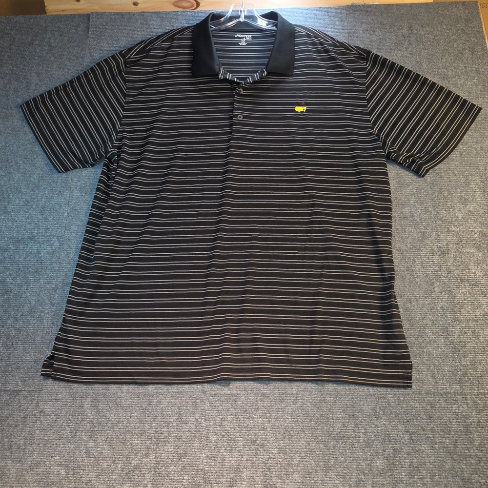 Masters Tech Polo Shirt Mens XXL Black White Striped Golf Augusta National Logo